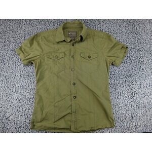 Fossil Mens Short Sleeve Button Up Shirt Small Green Military Workwear Style